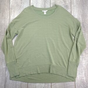 Athleta Womens Coaster Luxe Sweatshirt Size Large Green Soft Crew Pullover